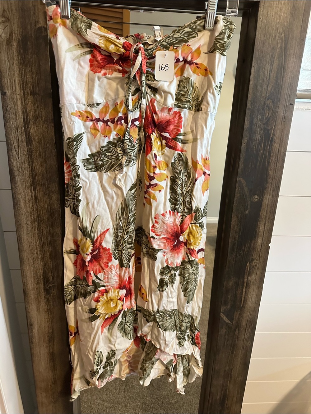 Women’s Tropical Hibiscus Strapless Maxi Dress Smocked Hawaiian Beach Resort